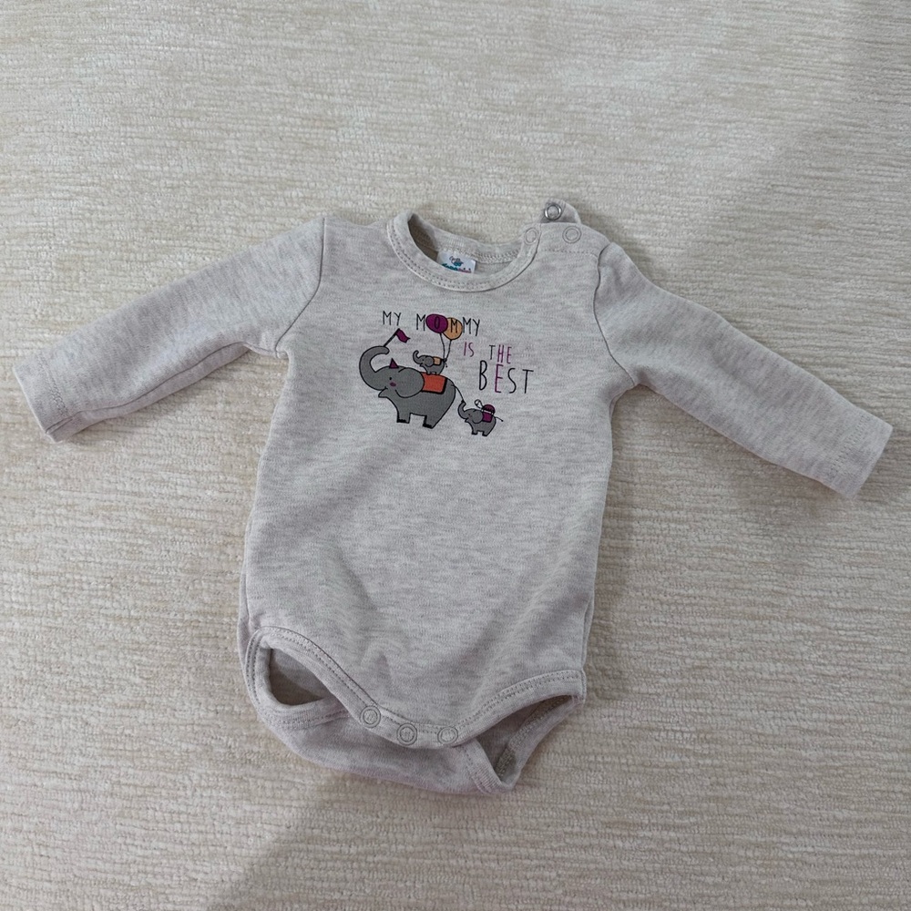 Gray Elephant Print Kids One Piece
